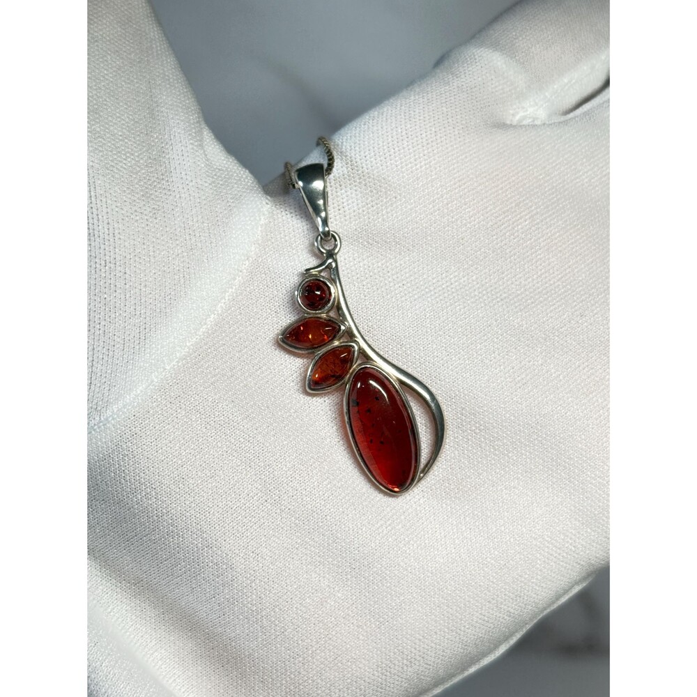 Baltic Amber Sterling Silver Pendant Necklace
